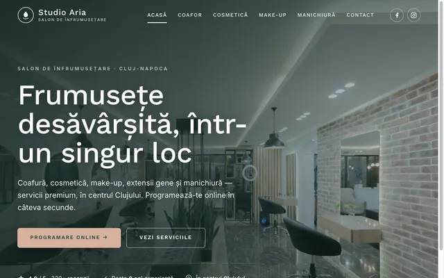 Demo site salon de înfrumusețare — Studio Aria